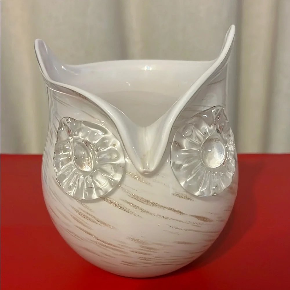 White and Gold Owl Vase